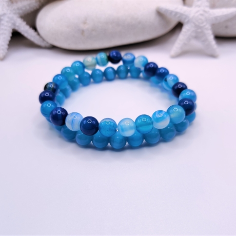 Armband Set Achat Mut und Selbstvertrauen türkisblau Schutzstein