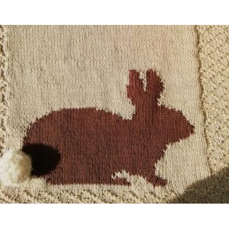 Tischläufer - Hase - handgestrickt - beige / braun