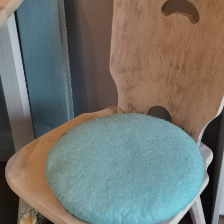Sitzkissen Stuhlauflage Kissen Wolle handgefilzt helles Türkis