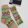 Yoga Socken - Gr.34/35 - handgestrickt - grün,gelb,weiß,pink