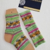 Yoga Socken - Gr.34/35 - handgestrickt - grün,gelb,weiß,pink