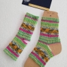 Yoga Socken - Gr.34/35 - handgestrickt - grün,gelb,weiß,pink