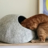 Katzenhöhle aus Schafwolle hellgrau Catcave