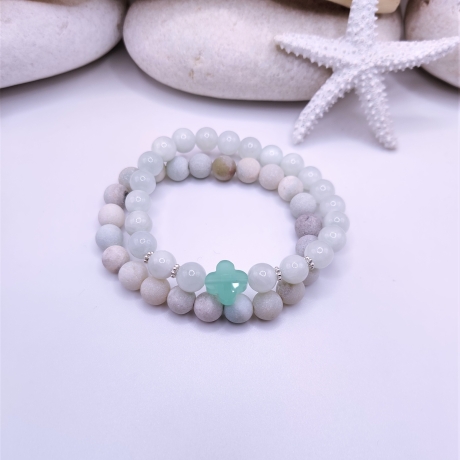 Armband Set Amazonit Lebensfreude Vitalität Sternzeichen Krebs