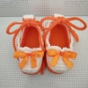 Babyschuhe Ballerina Ballerinas gehäkelt weiß orange