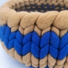 Katzenbett Korb aus Schafwolle Ocker Blau