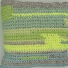 Kissen Textilgarn gehäkelt Mint/Grüntöne Neongelb Taupe