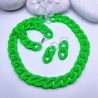 Statementkette Set 2 Teile Armband Neongrün Handgefertigt 