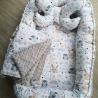 Kuschelnest Baby Nestchen + Kissen und Decke Minky 3tlg