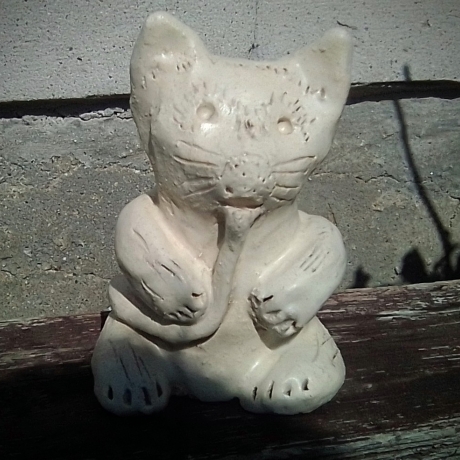 ceramic cat fat kitty  handmade
