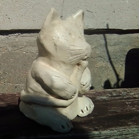 ceramic cat fat kitty  handmade