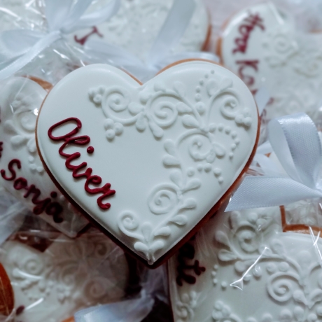 Gastgeschenk, Platzkarte aus Lebkuchen 9-10 cm