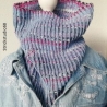 Schlauchschal mit 2 farbigen Patentmuster/ gestrickt / blau-bunt