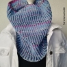 Schlauchschal mit 2 farbigen Patentmuster/ gestrickt / blau-bunt