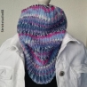 Schlauchschal mit 2 farbigen Patentmuster/ gestrickt / blau-bunt
