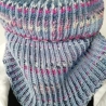 Schlauchschal mit 2 farbigen Patentmuster/ gestrickt / blau-bunt