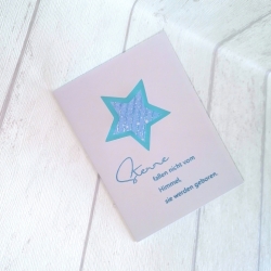 Grußkarte zur Geburt Junge mit Stern in Hellblau