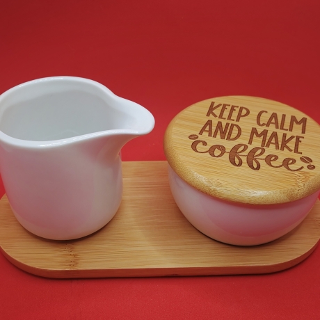 Kaffee-Set Milch & Zucker Milchkännchen & Zuckerdose Lasergravur