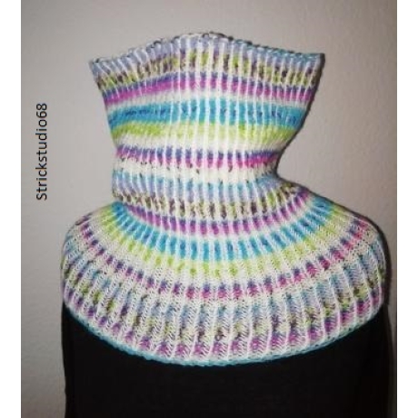 Schlauchschal mit 2 farbigen Patentmuster - handgestrickt  