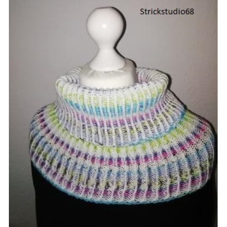 Schlauchschal mit 2 farbigen Patentmuster - handgestrickt  