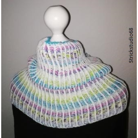 Schlauchschal mit 2 farbigen Patentmuster - handgestrickt  