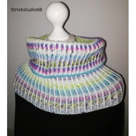 Schlauchschal mit 2 farbigen Patentmuster - handgestrickt  