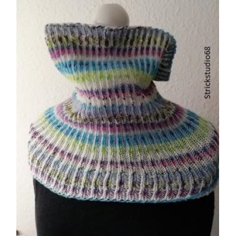 Schlauchschal mit 2 farbigen Patentmuster - handgestrickt  