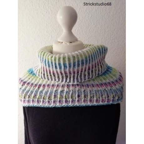 Schlauchschal mit 2 farbigen Patentmuster - handgestrickt  