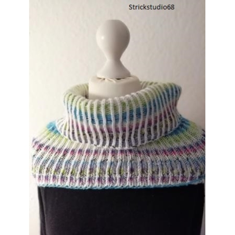 Schlauchschal mit 2 farbigen Patentmuster - handgestrickt  