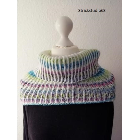 Schlauchschal mit 2 farbigen Patentmuster - handgestrickt  
