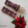  Armstulpen - handgestrickt - Streifen - bunt   