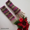  Armstulpen - handgestrickt - Streifen - bunt   