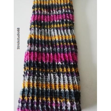  Armstulpen - handgestrickt - Streifen - bunt   