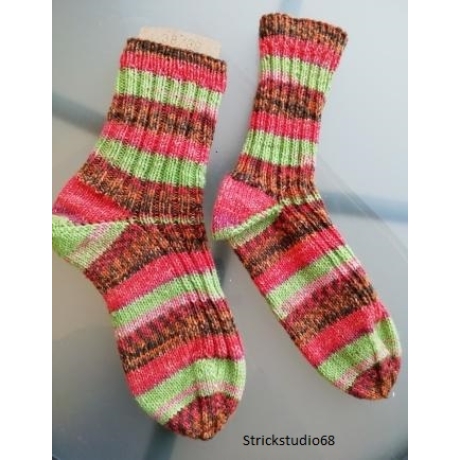 Socken dickere - Gr.38/39 - handgestrickt - Blockstreifen  