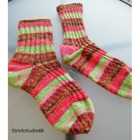 Socken dickere - Gr.38/39 - handgestrickt - Blockstreifen  