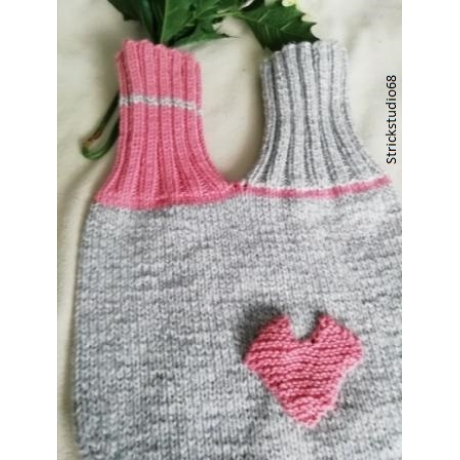 Paarhandschuh - handgestrickt- Herzapplikation 