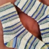 Socken/Gr. 38/39 -handgestrickt- Muster - Streifen - helle Farben