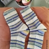 Socken/Gr. 38/39 -handgestrickt- Muster - Streifen - helle Farben