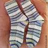 Socken/Gr. 38/39 -handgestrickt- Muster - Streifen - helle Farben