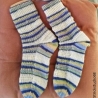 Socken/Gr. 38/39 -handgestrickt- Muster - Streifen - helle Farben