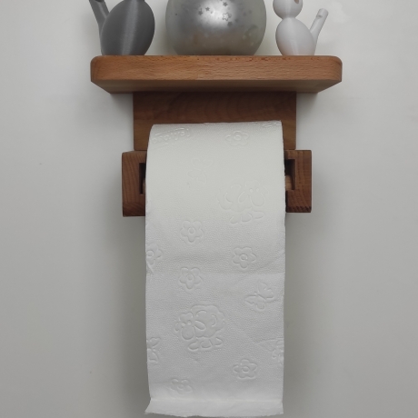 Toilettenpapierhalter aus Holz mit Ablage