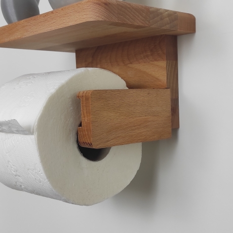 Toilettenpapierhalter aus Holz mit Ablage