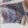 Sneaker - Gr. 38/39 - handgestrickt - beige - blau - lila  Muster