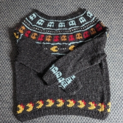 Isländischer Wollpullover - PacMan - Größe XL