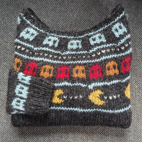 Isländischer Wollpullover - PacMan - Größe XL