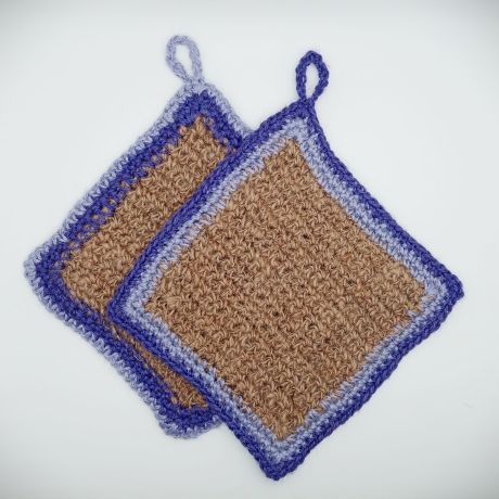 gehäkelte Topflappen im Doppelpack * 100% Jute * zero waste