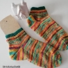 Socken mit doppelten Bündchen - Gr. 36/37 - handgestrickt - bunt