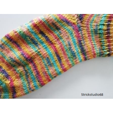 Socken mit doppelten Bündchen - Gr. 36/37 - handgestrickt - bunt