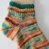 Socken mit doppelten Bündchen - Gr. 36/37 - handgestrickt - bunt