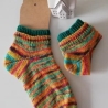 Socken mit doppelten Bündchen - Gr. 36/37 - handgestrickt - bunt